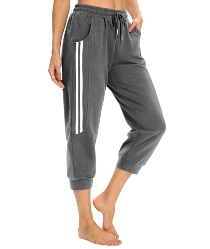 KaiDi Women's Dark Gray Capri Joggers with Pockets - Casual Sportswear