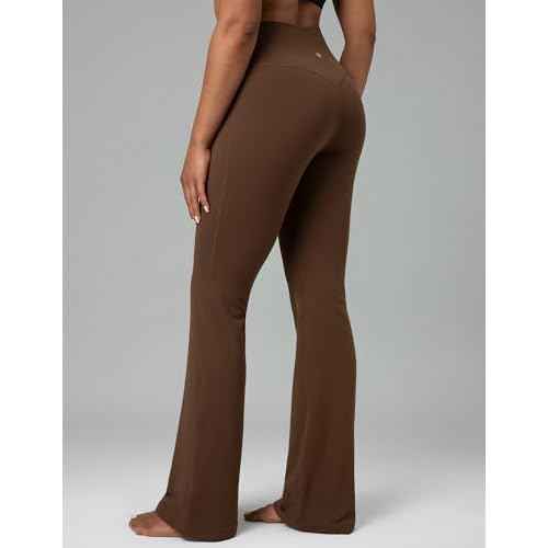 Colorfulkoala Women's Dreamlux Crossover Flare Leggings High Waisted Tummy Control Wide Leg Yoga Pants 29.5" / 31.5" Inseam
