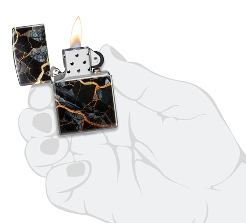 Zippo Fusion Marble Design 540 Tumbled Chrome Pocket Lighter - Chrome / 540 Tumbled Fusion Marble