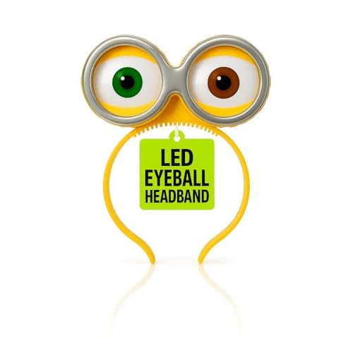 Nicky Bigs Novelties Light Up Eyeball Headband - Monster Alien Funny Playful Googly Eyes Headband - Wacky Flashing Goggles Eyeball Headwear Accessory for Halloweens, Cosplay Parties and More