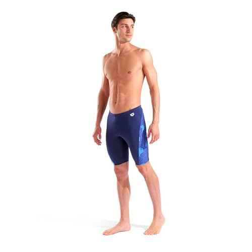 Arena Men's Performance Geometry Swim Jammer Sports Shorts Training Bathing Suit