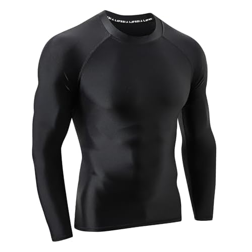 LAFROI Men's Long Sleeve UPF 50+ Sun Protection Shirt Compression BJJ Swim Rash Guard