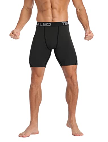 Men's Compression Shorts Spandex Athletic Underwear Boxer Briefs - Medium Black (6pcs)