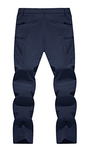 Men's Lightweight Hiking Cargo Pants - Waterproof Quick Dry Tactical Pants Navy 38 / 03