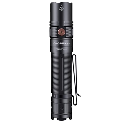 Fenix PD36R V2.0 Tactical Flashlight, 1700 Lumen USB-C Long Throw Rechargeable EDC Work Police Duty Patrol Search and Rescue, Emergency with LumenTac Organizer
