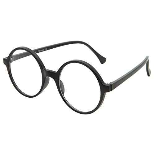 grinderPUNCH Costume Glasses | Thin Round Nerd Halloween Eyeglasses | Wizard Glasses | Adults (Black)