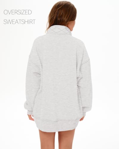 Gacaky Women Oversized Sweatshirt - Light Gray, Medium Fall Pullover