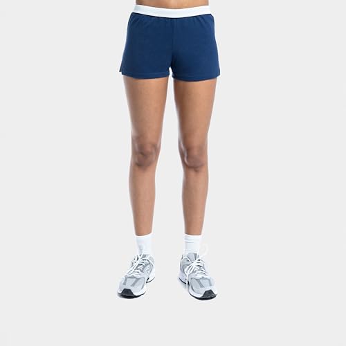 Soffe Women's Cheer Shorts 3-Inch Inseam Athletic Cotton Blend Navy X-Large 2 Pack