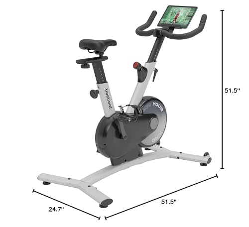 Freebeat Boom Basic Smart Indoor Cycling Bike, Swiss Design Space-Saving Exercise Bike for Home, Auto Resistance, Stationary Bike with Screen, Bluetooth, Gamified Rides with Expert Instructors (Arctic White)