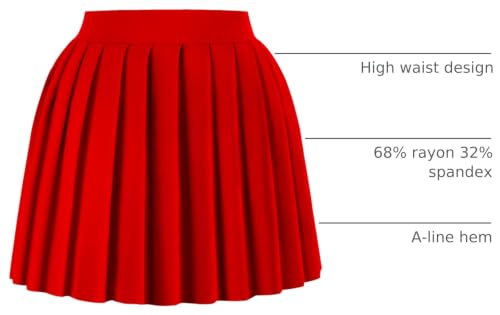 Mini Pleated A-Line Skirt for Tennis - Red, Medium - Tagunop