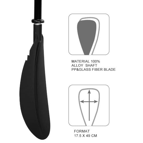 Black 86-Inch Kayak Paddle - Adjustable Aluminum Alloy Shaft with Glass Fiber Blades