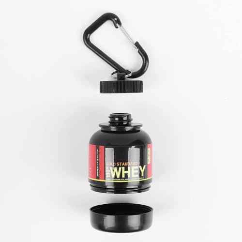 Protein Powder and Supplement Funnel Keychain - Protein Powder Container with Durable Key-Chain Portable to-Go Container for The Gym, Workouts, Fitness, and Travel, Black (2Pack, NO)