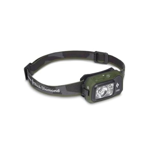BLACK DIAMOND Storm 450 LED Headlamp, Waterproof and Dimmable Battery Powered Headlamp for Camping, Hiking, Hunting, Running, Work with Red Light Headlamp Mode, Dark Olive