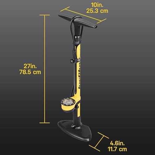Topeak JoeBlow Sport III High-Pressure Bike Floor Pump ? 160 PSI, Durable Steel Barrel, 3¡± Analog Gauge, TwinHead DX5 Pump Head, Long Hose, Ergonomic Handle, Fits Presta, Schrader, & Dunlop Valves