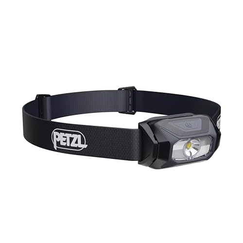 PETZL TIKKINA Headlamp - Compact, Easy-to-Use 300 Lumen Headlamp, Designed for Hiking, Climbing, Running, and Camping - Black