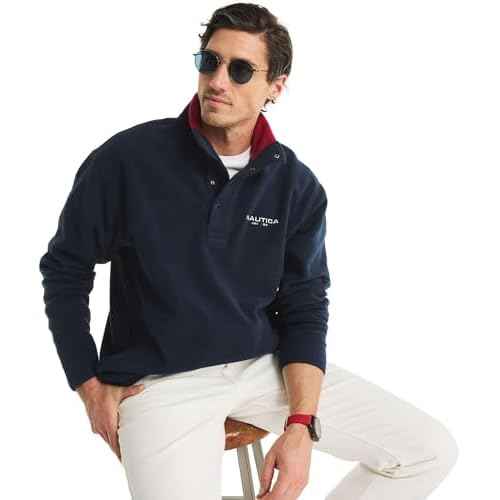 NAUTICA Men's Solid 1/4 Zip Fleece Sweatshirt