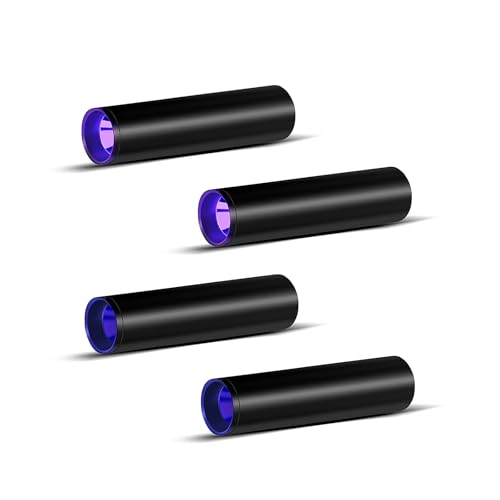 LUXNOVAQ 4 Pack UV Flashlight 365nm & 395nm uv Light, Mini Powerful Rechargeable Black Light, Type-C LED Ultraviolet Flashlights Pet Urine Detector light for Resin Curing,Uranium Glass, Rocks,Scorpion