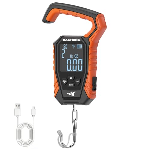 Digital Fish Scale Waterproof IPX6 120 lb Capacity with Large Display - Orange