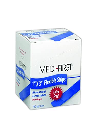 Metal Detectable Blue Woven Bandage 1in x 3in Pack of 100