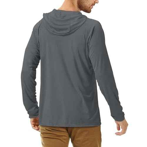 Roadbox UPF 50+ Fishing Shirts for Men, Long Sleeve UV Sun Protection Hoodie, Outdoor Hiking Running Swimming Rash Guard
