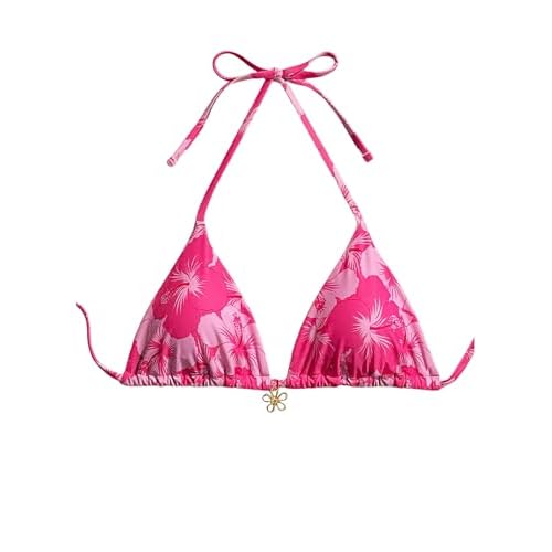 Milumia Floral Halter String Triangle Bikini Top for Women Bathing Suit Swim Top
