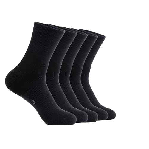 GLENMEARL Mens Crew Socks, 5 Pair Cushioned Work Socks for Men, Cotton Athletic Boot Sock, Moisture Wicking Sock for Hiking