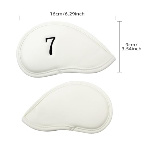 Scott Edward 12pcs White PU Leather Golf Iron Headcovers – Fits 3-9 & Wedges