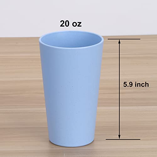 20 oz Wheat Straw Unbreakable Reusable Water Cups Set of 5 - Eco Friendly & BPA Free
