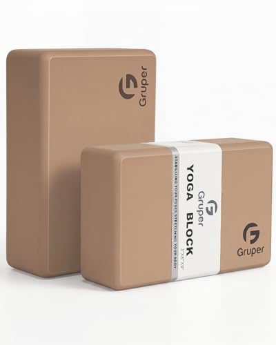 Brown Yoga Blocks 2 Pack - 9 x 6 x 3 Inches Exercise & Pilates Blocks