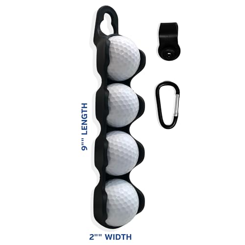 Golf Ball Holder for Bags - Holds 4 Balls, Easy Clip Attachment, Men & Women Golf Accessory