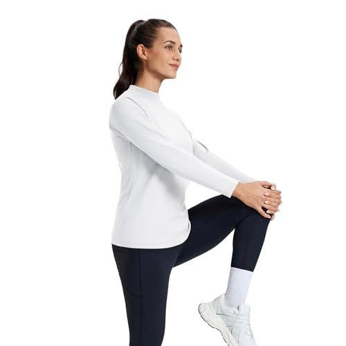 TACVASEN Women's Thermal Shirts Mock Turtle Neck Long Sleeve Undershirt Fleece Warm Athletic Tops Winter Base Layer