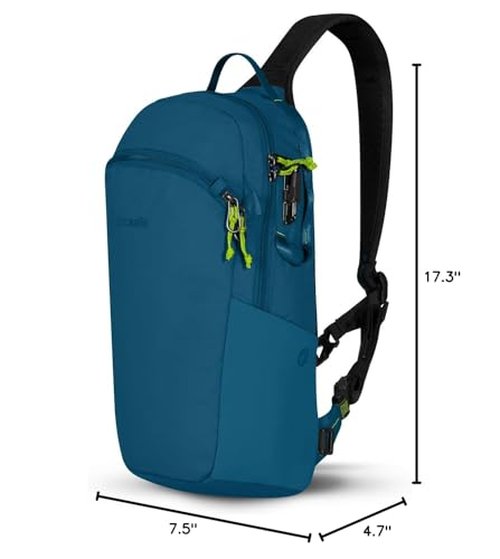 Pacsafe ECO 12L Anti Theft Sling Backpack, Tidal Teal