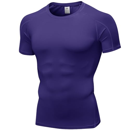 SPVISE Men's Compression Shirts Short Sleeve Workout Gym T-Shirt Running Tops Cool Dry Sports Base Layer Athletic Undershirts