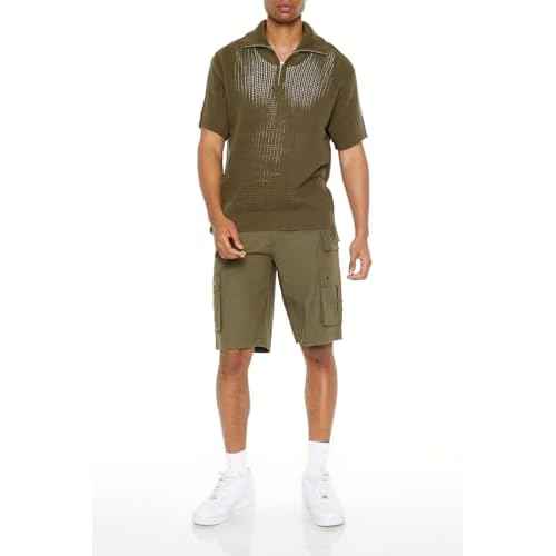 Forever 21 Mens Sweater-Knit Half-Zip Shirt