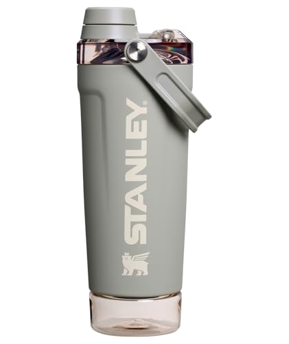 20 oz Sage Grey Vitalize Shaker Bottle with Insulation & Storage — Leakproof