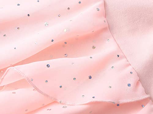 Ballet Pink Toddler Girls Long Sleeve Ballet Leotard with Glitter Tutu Dress - A1 (Short Sleeve) 2-3T