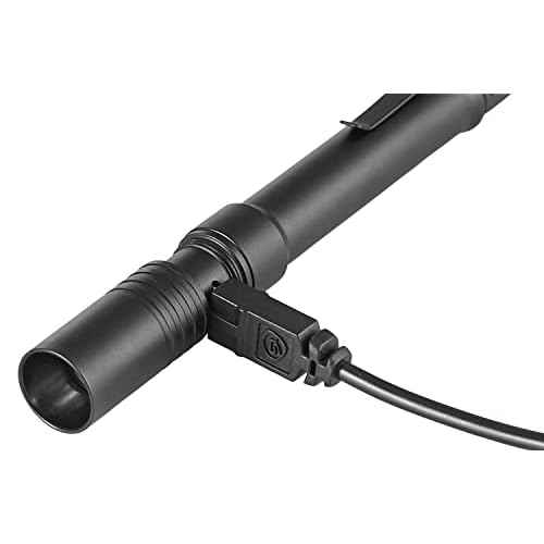 Streamlight 66133 Stylus Pro USB 350-Lumen Rechargeable White LED Pen Light for Inspectors, Law Enforcement, and Everyday Use with USB Wall Charger, and Nylon Holster, Black
