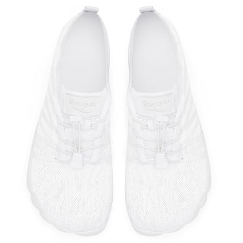 Water Shoes for Men Women Quick-Dry Aqua Shoes for Beach & Outdoor Swimming - White, Size 9 Women / 8 Men - Wz1117