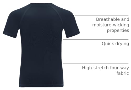 Blueleaf Boys Compression Shirt 3 Pack Short Sleeve Youth Athletic Undershirt - Black, White, Navy, Large