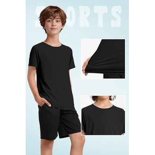 Youth Boys UPF 50+ Mesh Athletic Quick Dry Fit T-Shirts Rash Guard Short Sleeve Swim Tee Shirt for Teens
