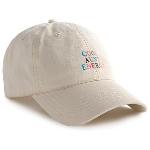 Beige Cool Aunt Energy Cap with Multicolor Embroidered Letters - Adjustable Women’s Baseball Hat