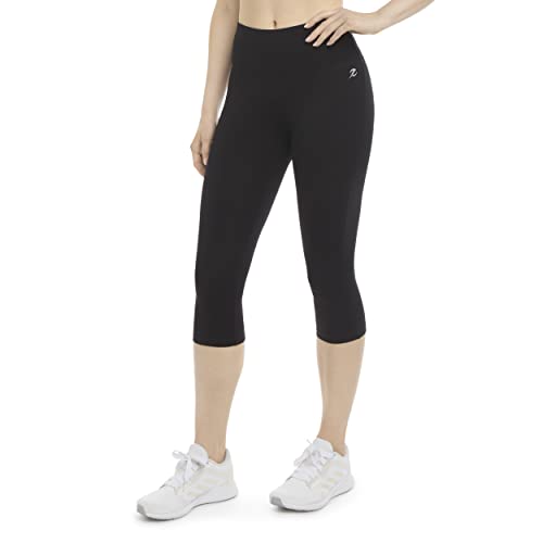 Women's High Waist Cotton Stretch Crop Leggings - Deep Black, Large