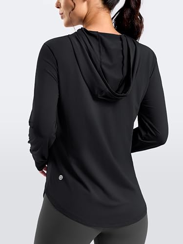 Women's Sun Protection Hooded Lightweight Zip Up Jacket - Large Black