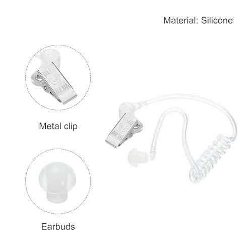 MECCANIXITY Ear Piece Headset Earpiece Agent Secret Earpiece Costume Prop, Replacement Acoustic Tube for 2-Way Radio Audio Headsets, Pack of 2