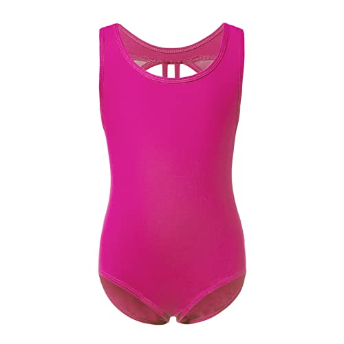 Girls Plum Sleeveless Ballet Leotard with Mesh Back - 7-8 Years