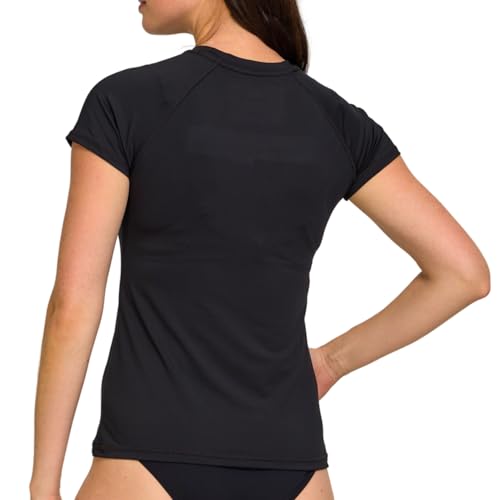 Champion Women's Short Sleeve Rash Guard Black Medium UPF 50+ Swim Shirt