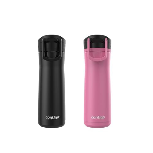 Contigo Jackson Chill 2.0 Water Bottle 20oz Pink & Black 2-Pack with AutoPop Lid