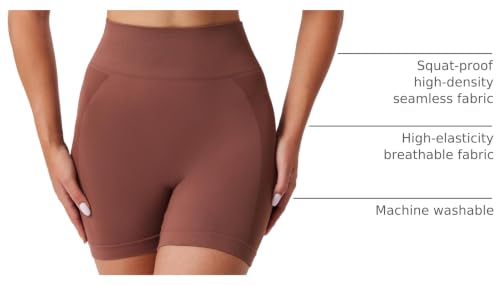 Women's Seamless Gym Shorts 5-Inch Scrunch Butt Lift Workout Tummy Control XL Pack - Black, Brown, Gray