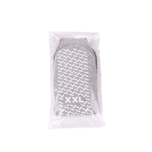 XX-Large Grey Slip Stop Safety Slipper Socks - Non-Slip Gripper 3 Pack
