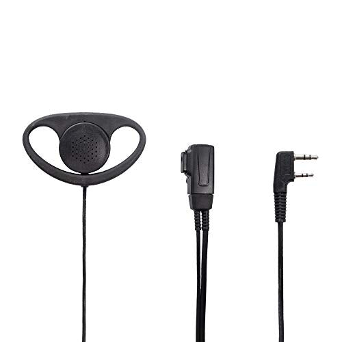 Caroo D-Shape Earpiece with PTT Microphone for Two-Way Radios